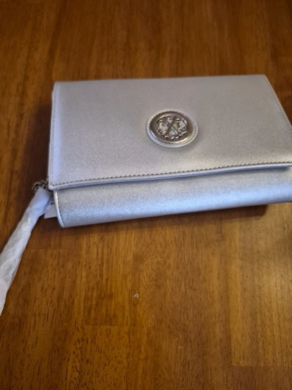 CXL By Christian Lacroix Silver Glam Caviar Clutch Detachable Chain NWT ($78)